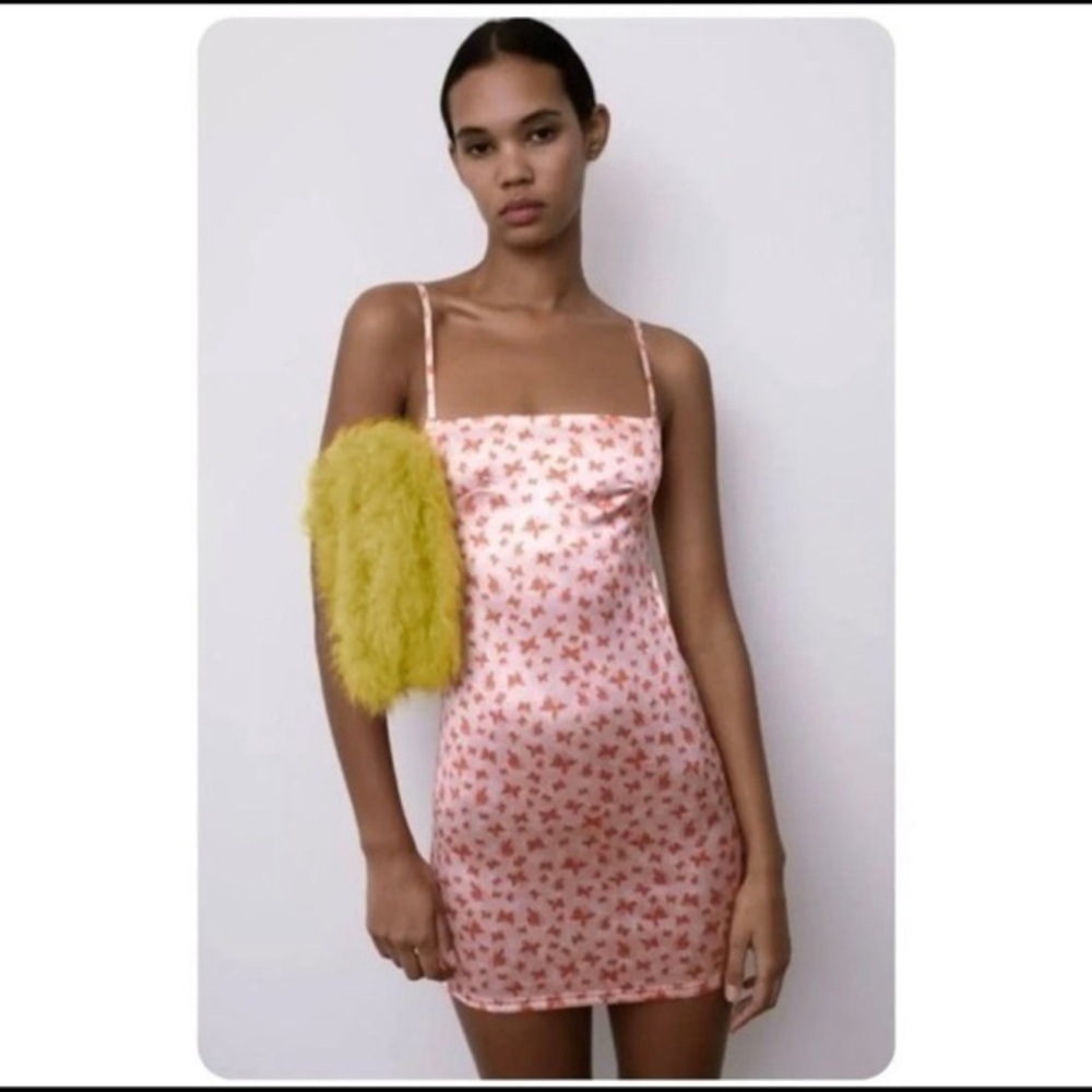 NWT Urban Outfitters Pink Butterfly Print Barbiecore Mini Dress Women's Small